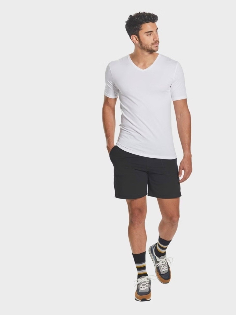 Classic Men's White V-Neck Short Sleeve Tee-2 PK